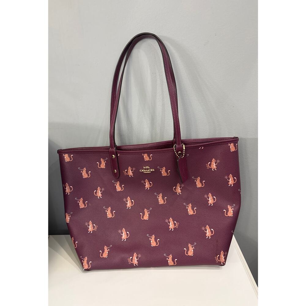 Coach Reversible City Tote Bag - PARTY CAT PRINT - Limited Edition